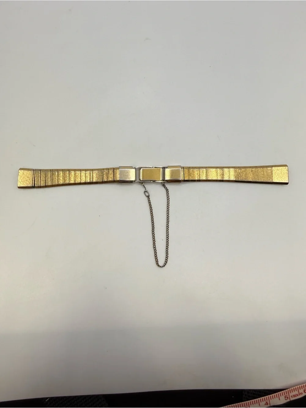 Vintage Seiko BB145 Gold Tone Watch Band Bracelet w/ Safety Chain Japan